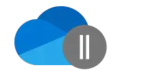 Blue Microsoft OneDrive pause status icon