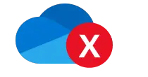 OneDrive error icon with red cross