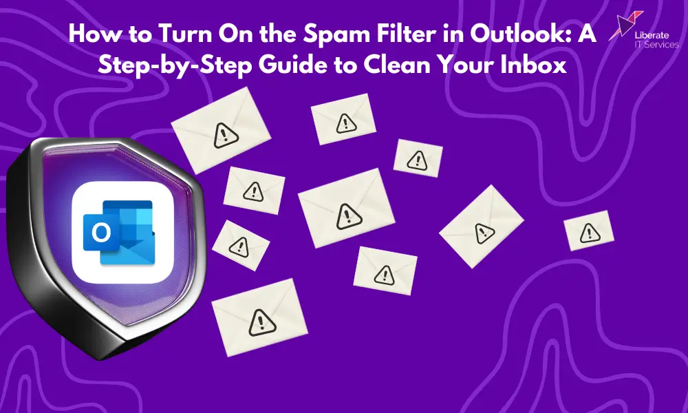 Microsoft Outlook inbox with spam filter settings helping users manage unwanted emails