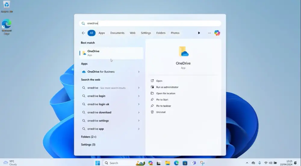 OneDrive search feature