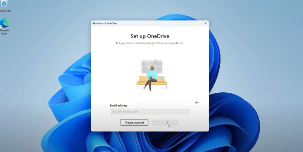 OneDrive setup screen