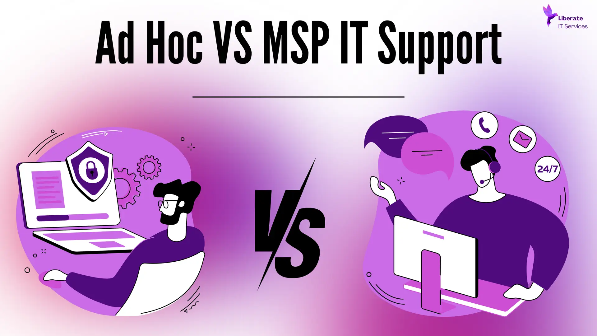 Comparison of ad hoc IT support and managed service provider support for business technology needs