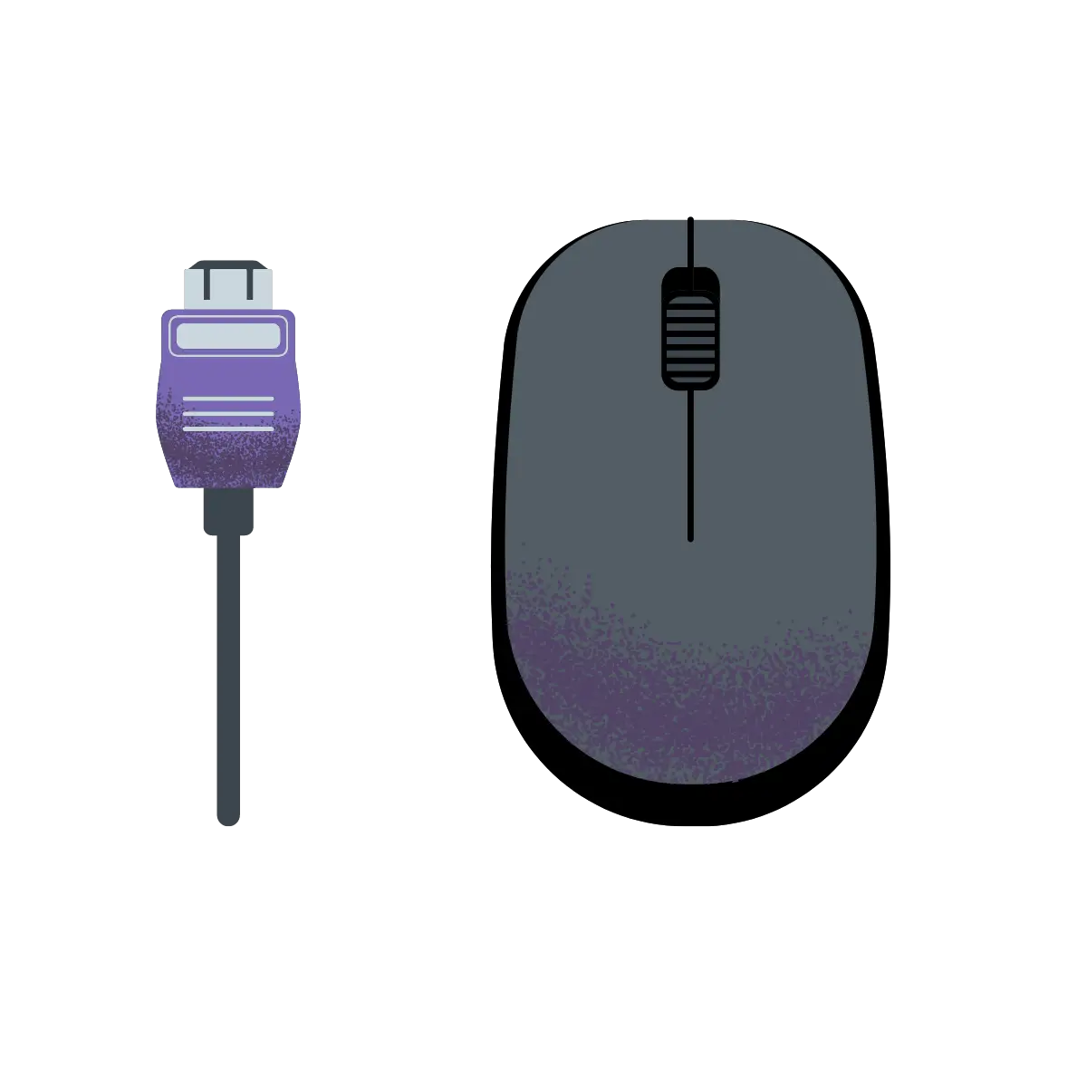 Computer mouse and cable connected to a workstation for everyday business use