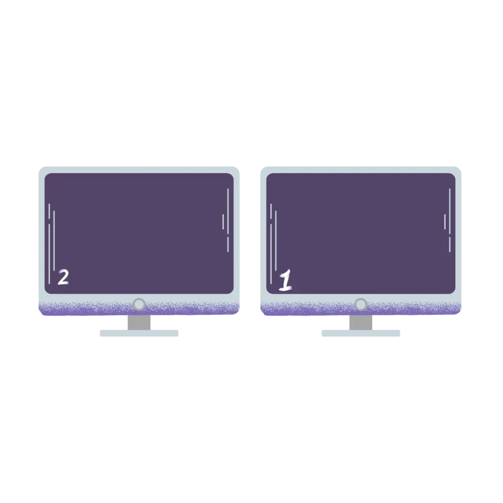 Computer monitors displaying business applications and IT systems