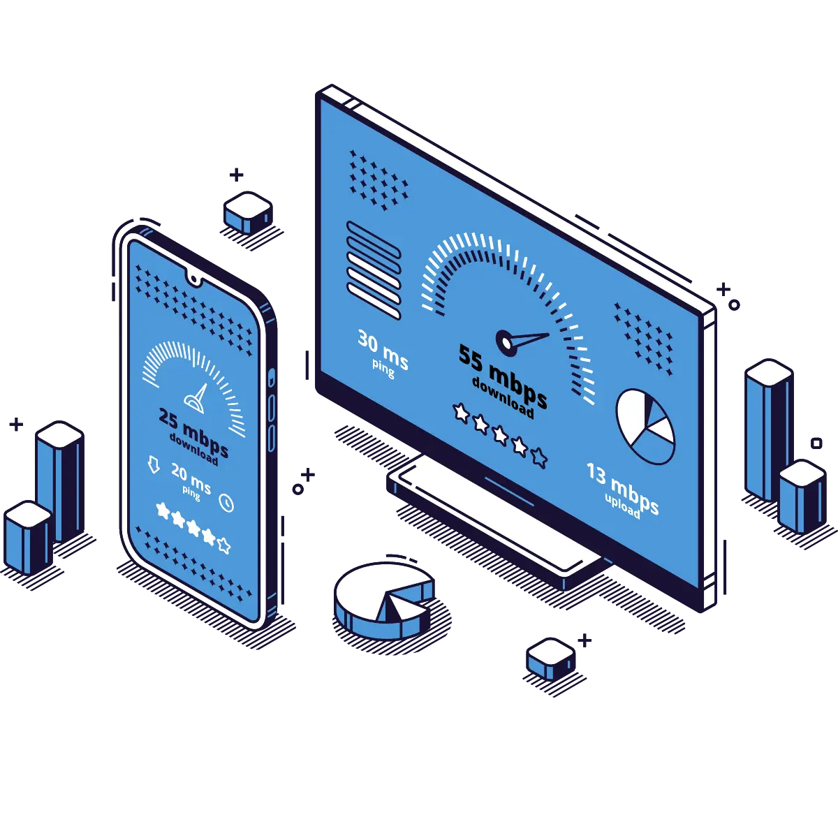 Internet download speed test measuring network performance and connection quality