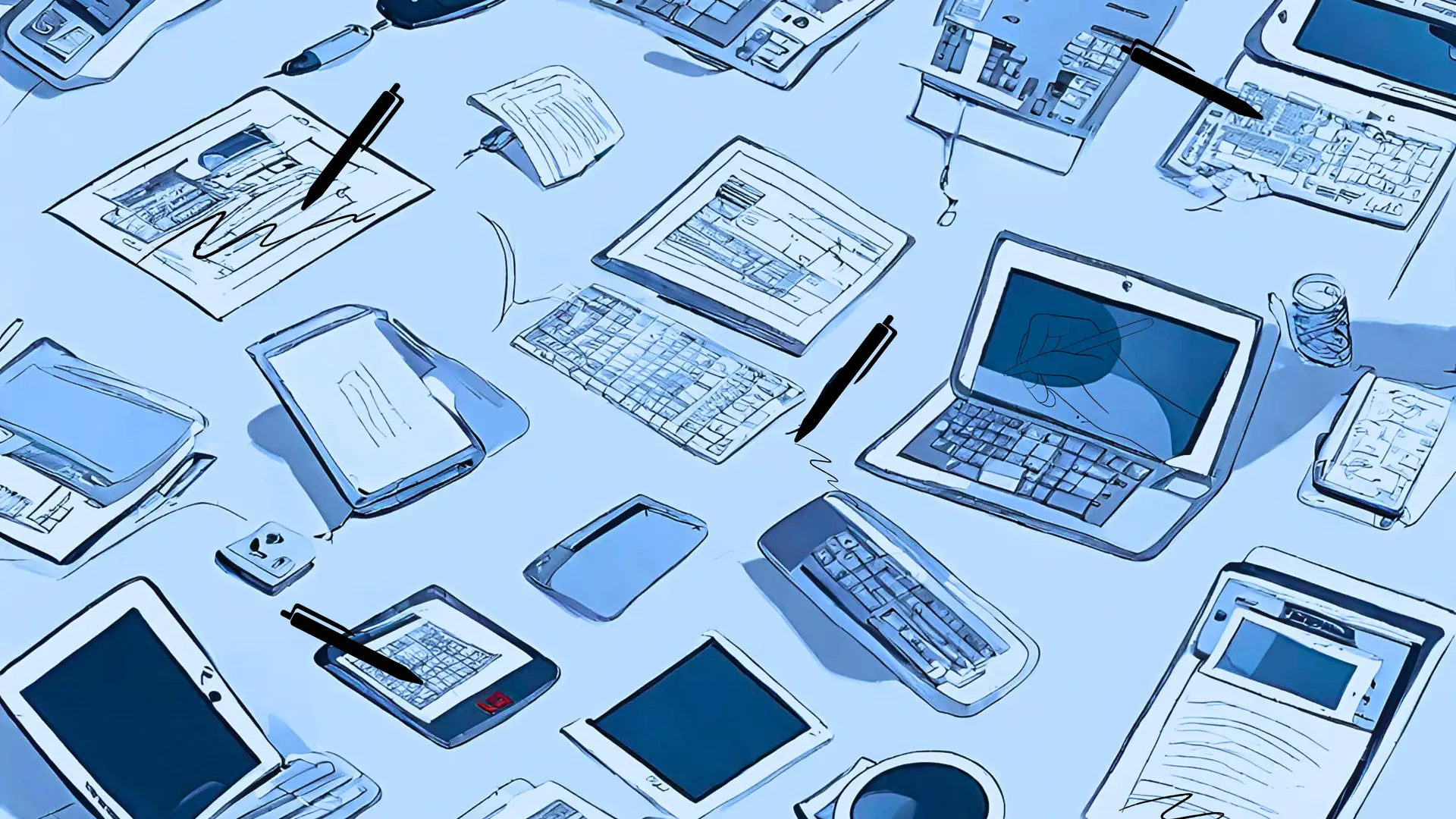 Technology professionals using a range of modern business IT solutions