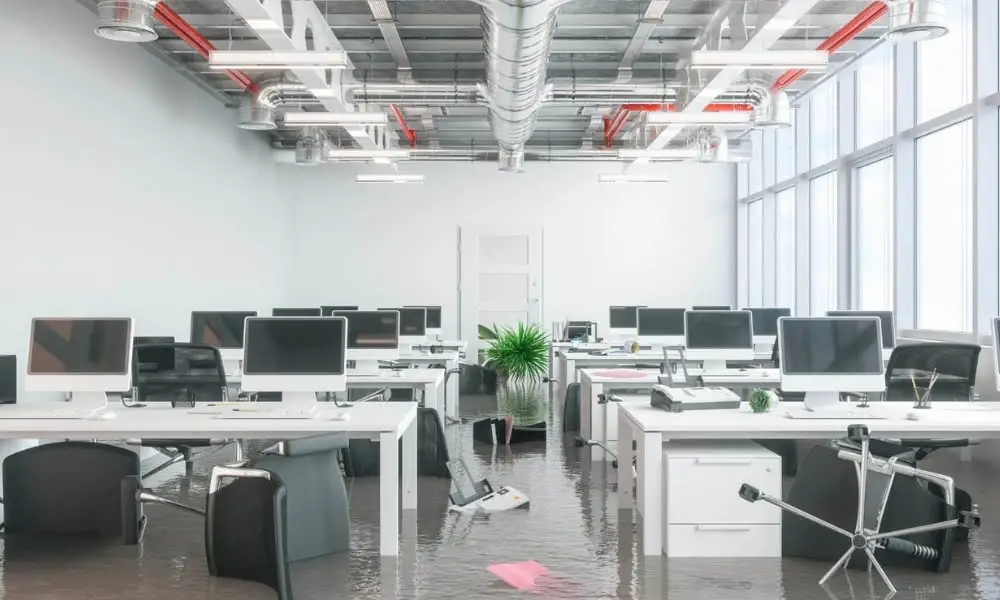 Office flood causing disruption to business operations and IT infrastructure