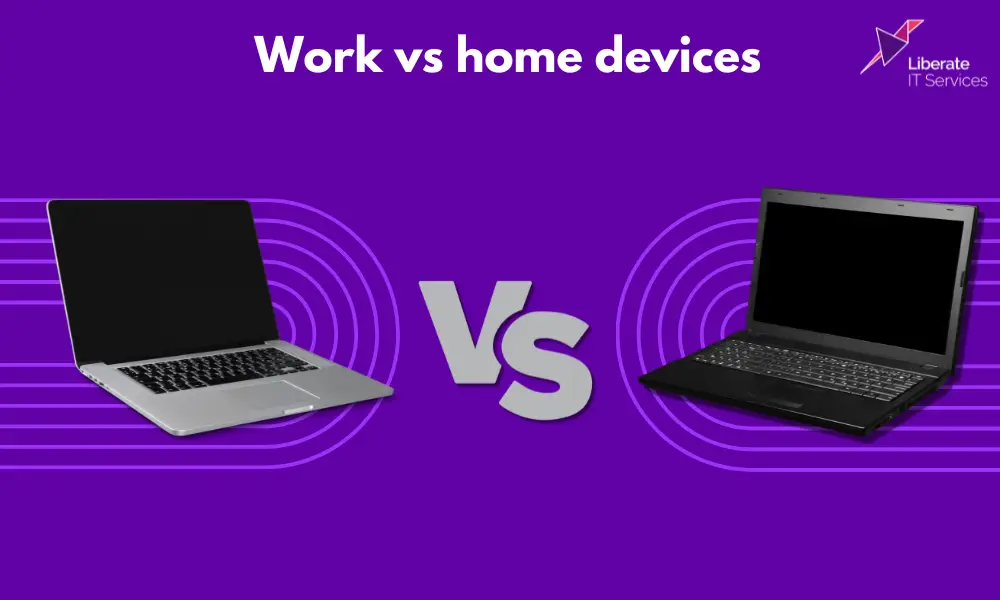 Comparison of work and personal devices highlighting security, management and productivity differences