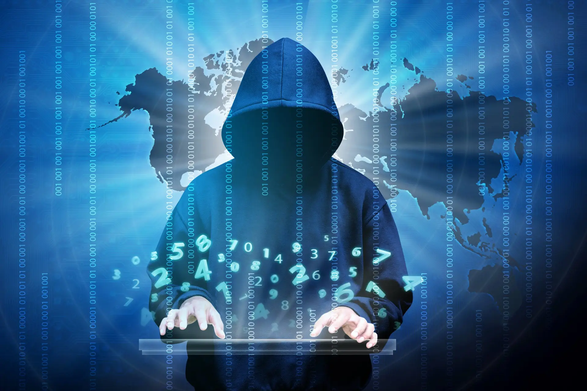 Computer hacker in a cybersecurity threat environment